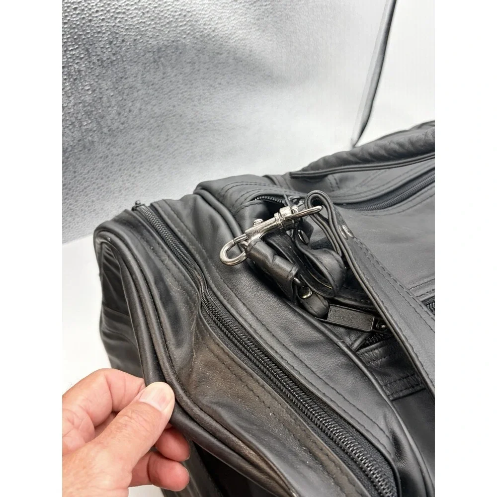 Leather Duffel Bag Travel Gym Sports Overnight Weekend Foster Wheeler Logo
